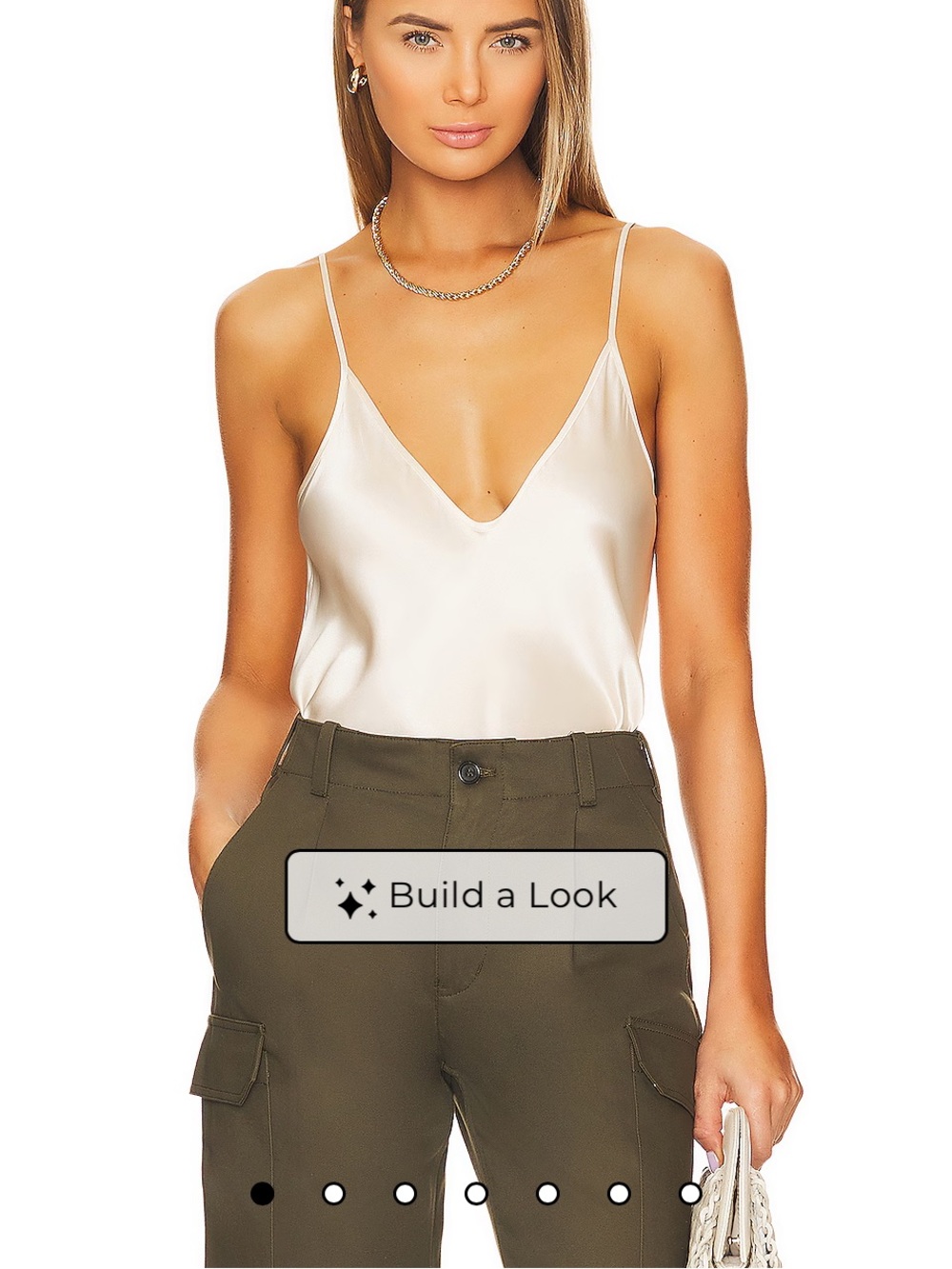 L'AGENCE Cream Silk V-Neck Camisole in Pearl